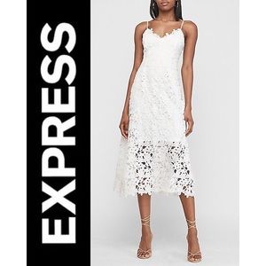 Floral Lace Midi Dress white Express 2020